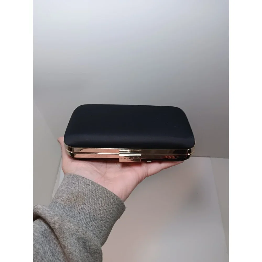 Giorgio Armani Parfums Matte Black Cosmetics Satin Snap Clutch Purse Case